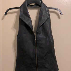 Leather halter top
